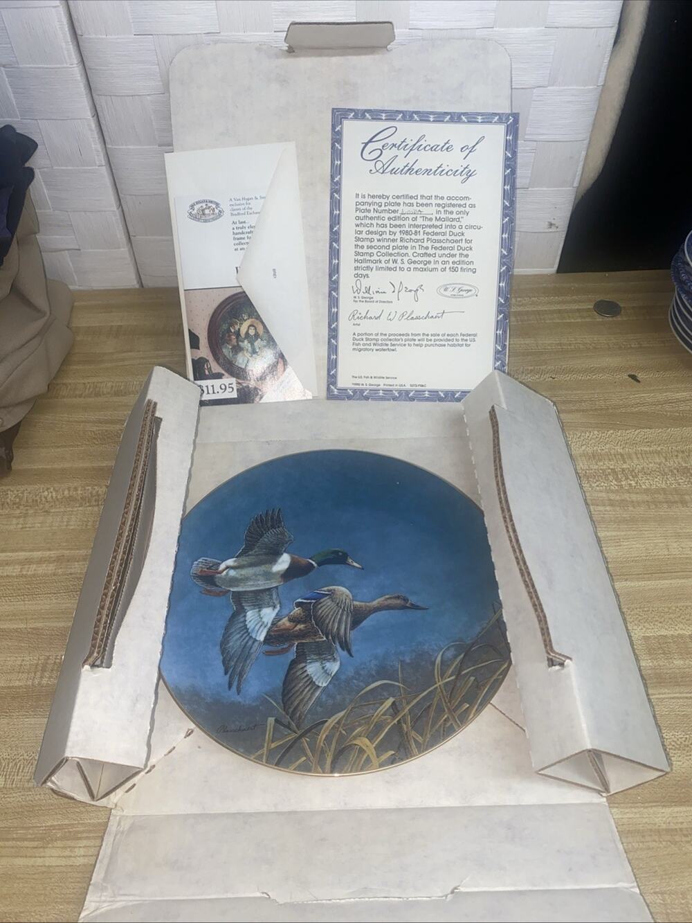 Mallards W.S. GEORGE Federal Duck Stamp Plate 1990 Plate No. 16050A Plasschaert